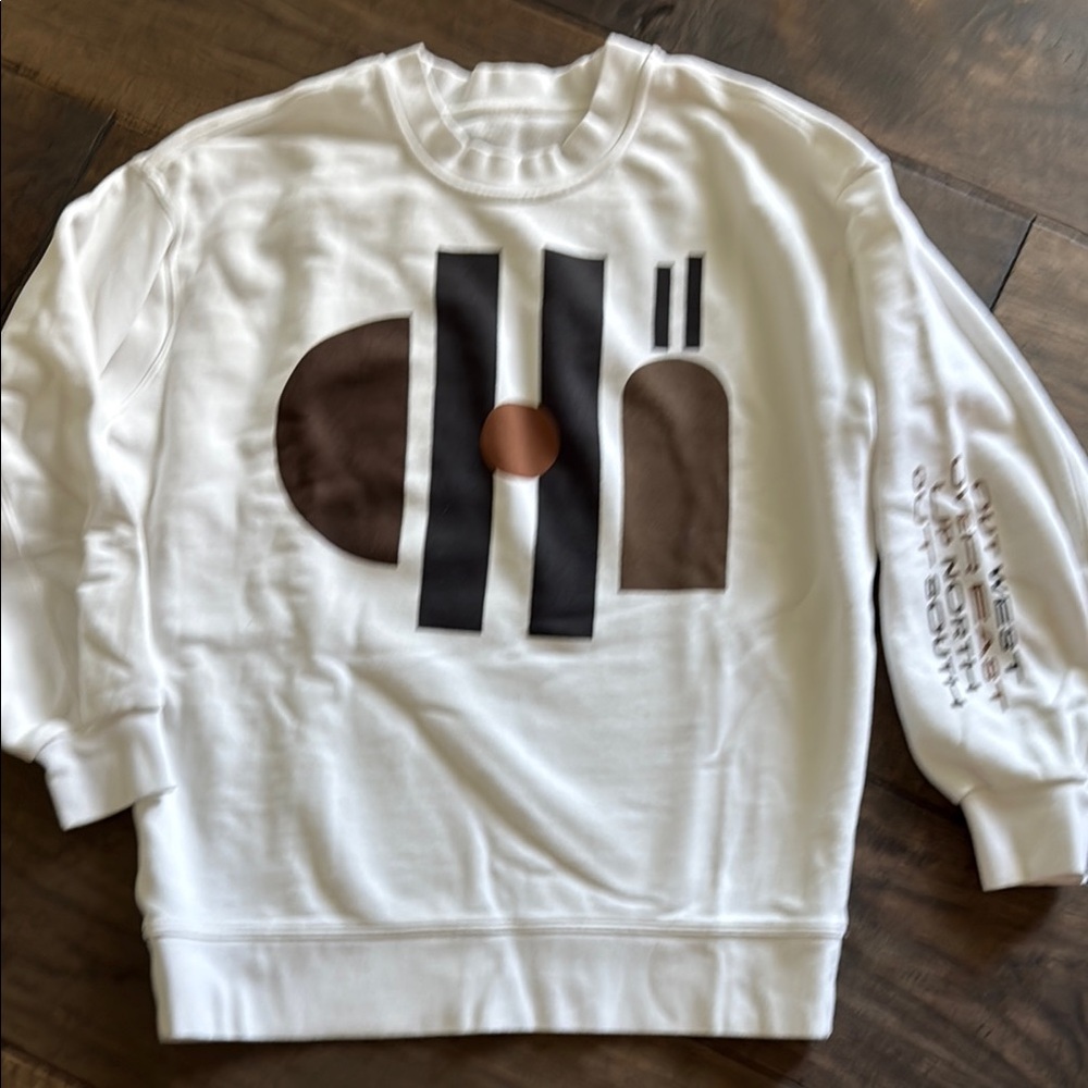 White and Brown Graphic Men's Sweater